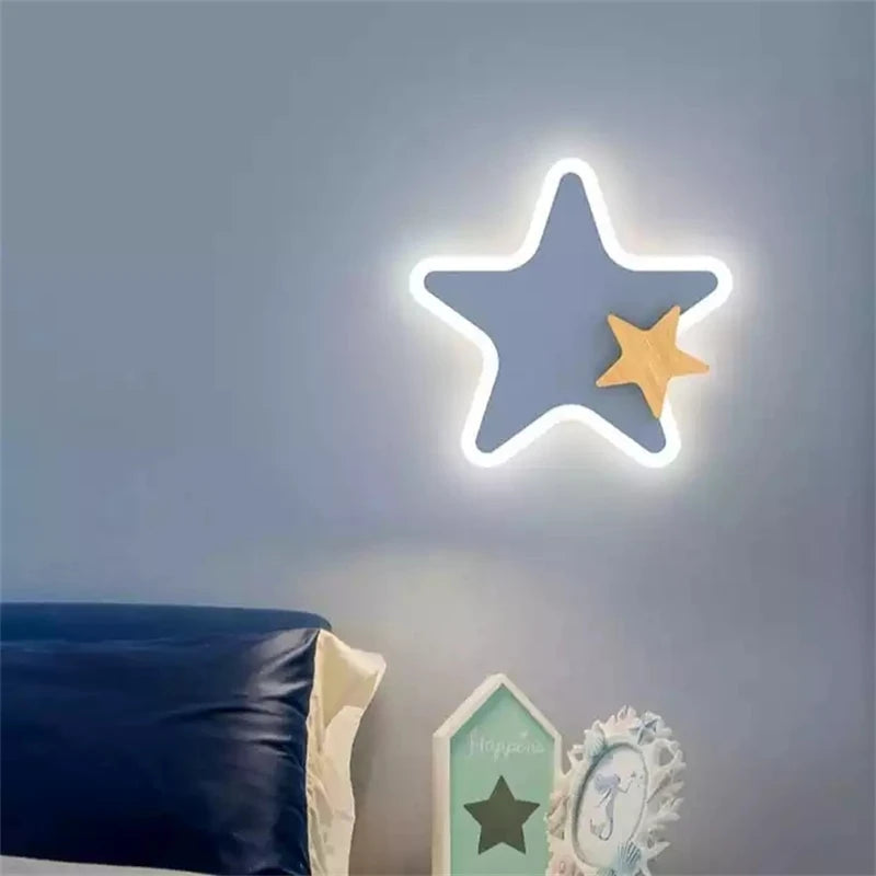 lampe murale moderne applique étoile lune fusée bleu noir adhésive led chambre enfant salle