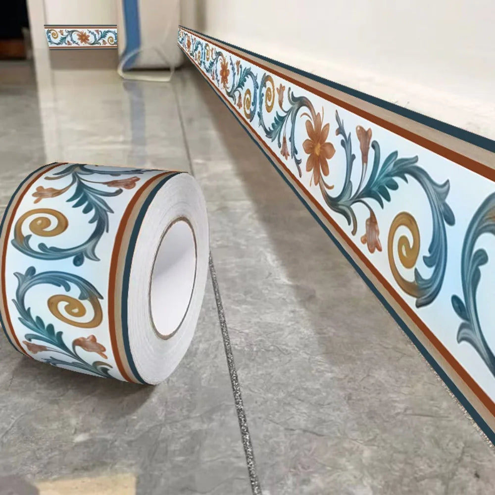 ruban décoratif auto adhésif floral géométrique classique vintage blanc vert bleu marron noir