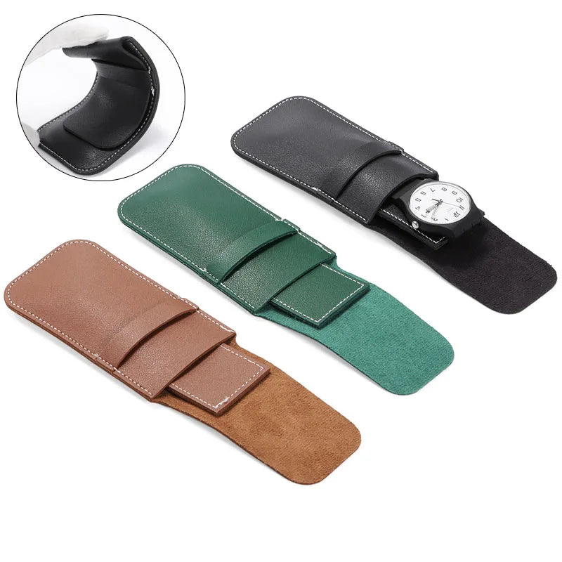 porte monnaie sac rangement anti poussière montres bijoux simili cuir gris noir classique adhésif