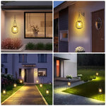 Lanterne solaire suspendue moderne papillons colorés chaîne métallique filet transparent patio jardinextérieur