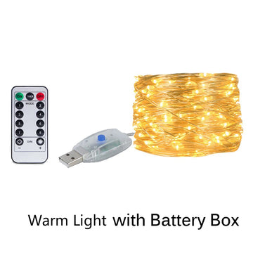 guirlande lumineuse led fil cuivre décoration jardin mariage fête intérieur batterie usb blanc multicolore