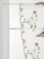 rideau transparent papillons fleurs brodé polyester blanc vert rouge bleu marron 80x130cm 80x160cm