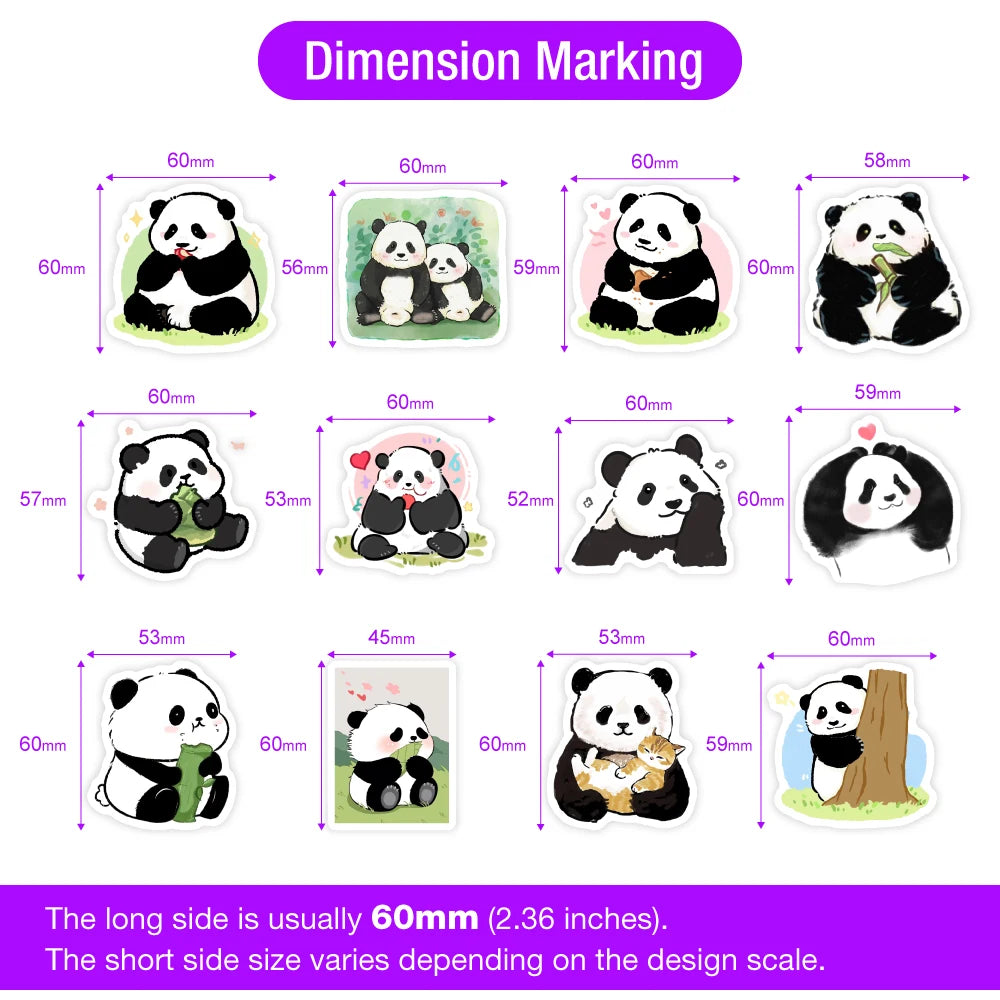 sticker mignon dessin animé panda motifs variés adhésifs waterproof transparents collection multiple usage unique