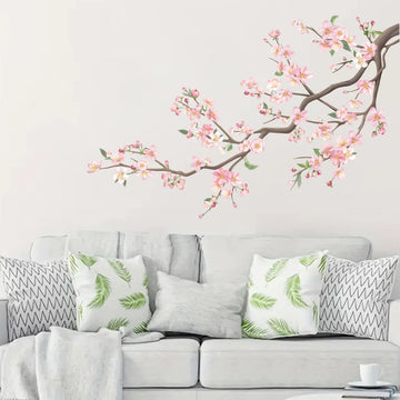 sticker mural fleur oiseau art floral deco chambre enfant deco maison bébé rose vert