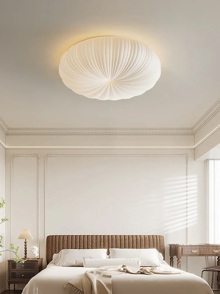 lampe suspendue moderne blanche plissée acrylique cuisine interrupteur bouton led 249 2000lm