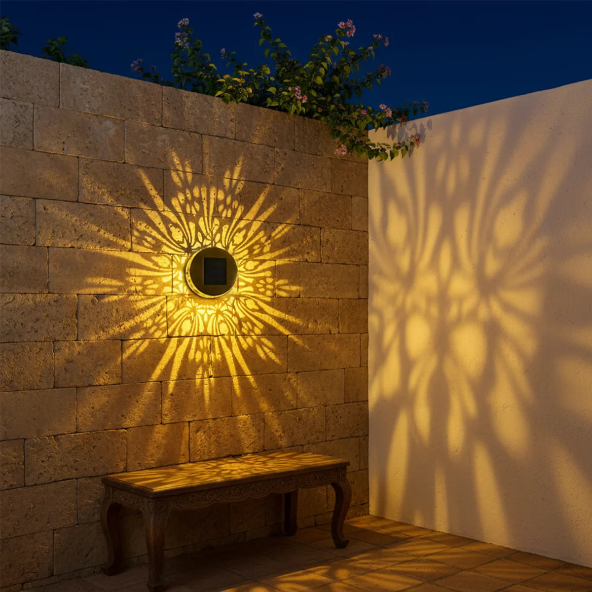 lampe solaire murale noire ornements floraux moderne contemporain
