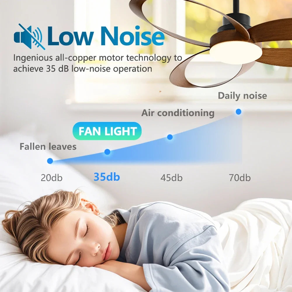 ventilateur moderne 42 52 pouces noir bois lampe intégrée télécommande led certifications vde ul