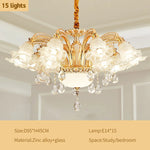 lustre doré cristal fleurs classique baroque salon encastrée led 2000lm 82000lm