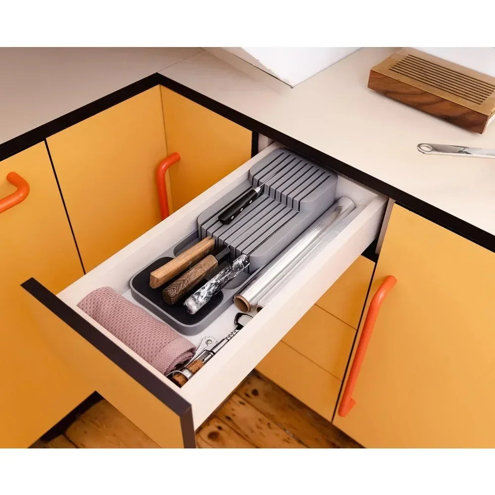 rangement couteaux gris moderne 39cm 17cm 14cm couteaux bloqueurs cuisine vaisselle organizer