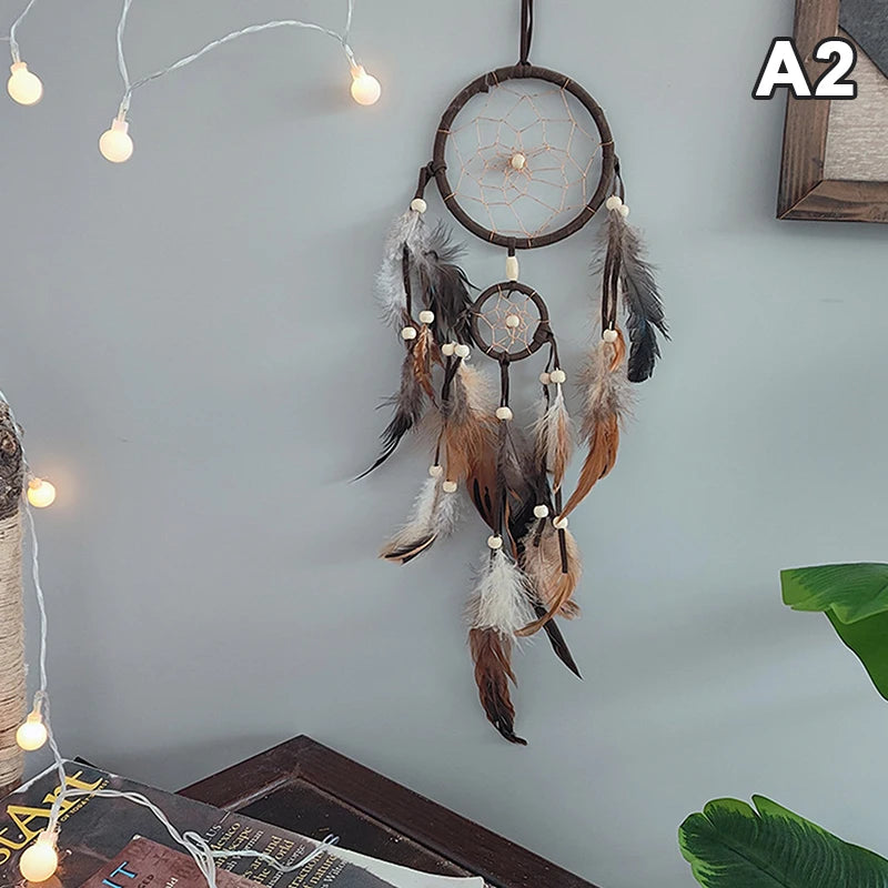 attrape rêves traditionnel noir plumes crochet chambre coucher