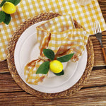 serviettes table jaune blanc carreaux classiques opaques ruban maison restaurant pack six