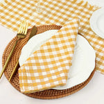 serviettes table jaune blanc carreaux classiques opaques ruban maison restaurant pack six