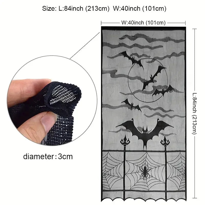 rideau halloween araignée sorcière chauve souris noir translucide motifs fantaisie chambre hôtelôtel