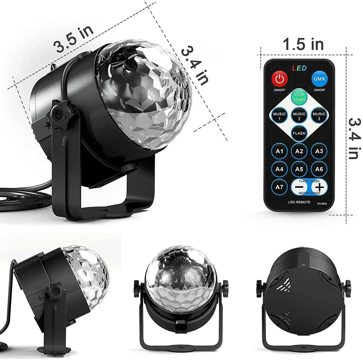 Mini disco ball light multicolore effet miroir moderne télécommande festif autoinstallation domestique