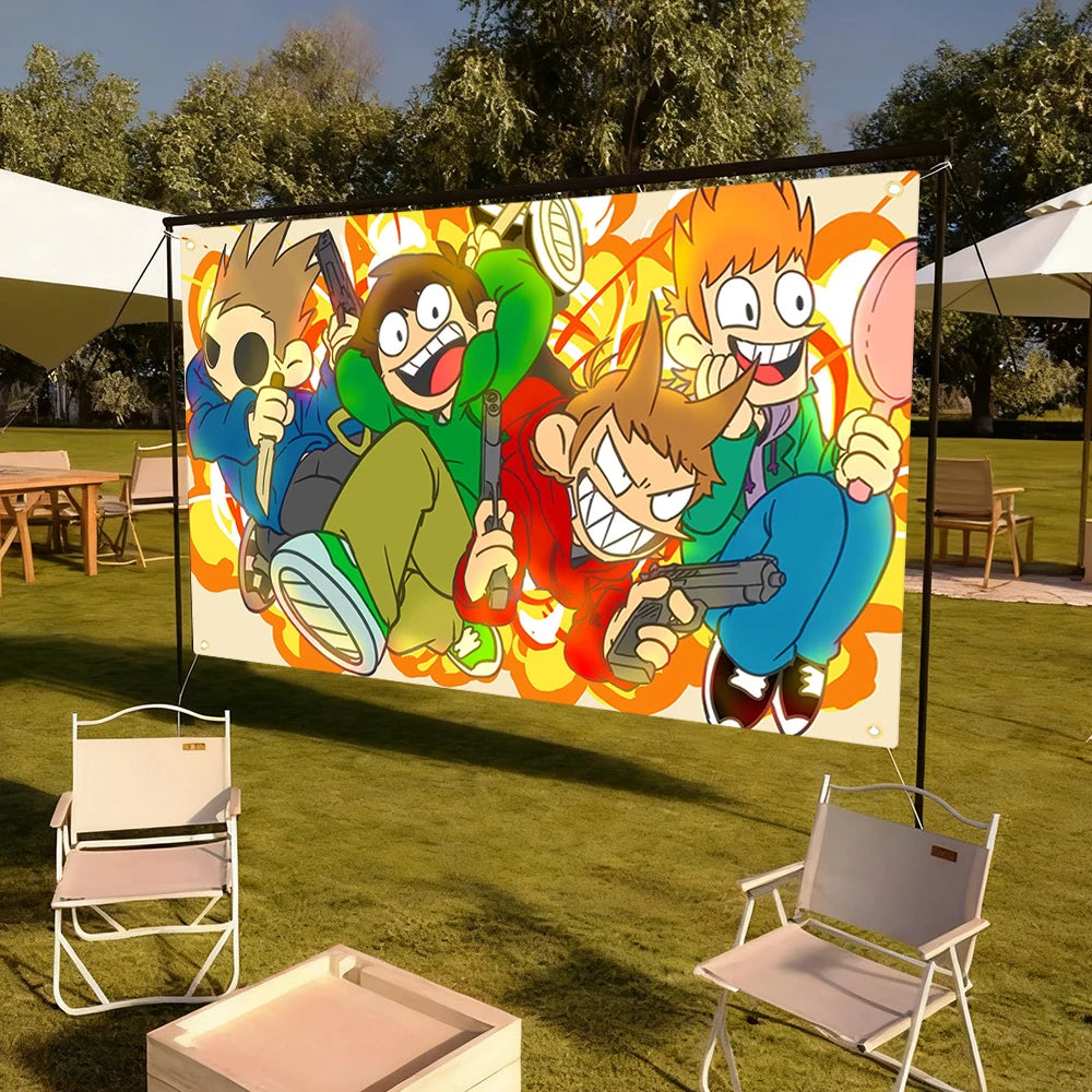 écran projection pop art dessins animés multicolore clips accroché 180cm 150cm chambre