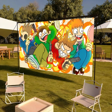 écran projection pop art dessins animés multicolore clips accroché 180cm 150cm chambre