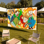 écran projection pop art dessins animés multicolore clips accroché 180cm 150cm chambre