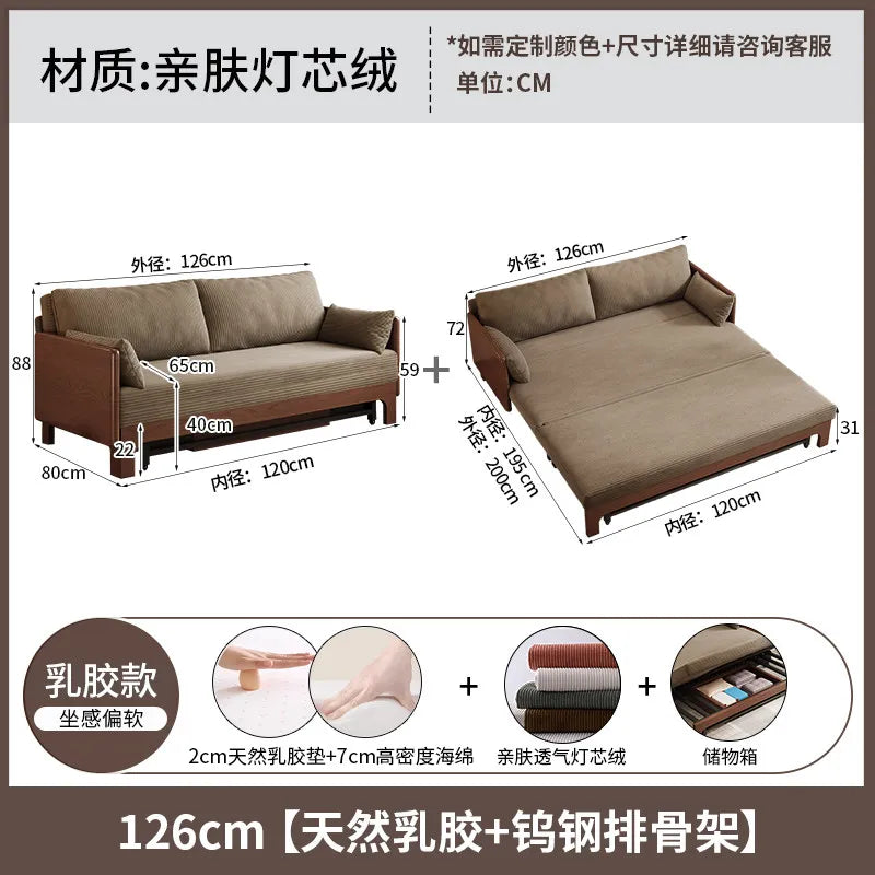 canapé lit marron clair rayures horizontales moderne extensible coussins multifonctionnel