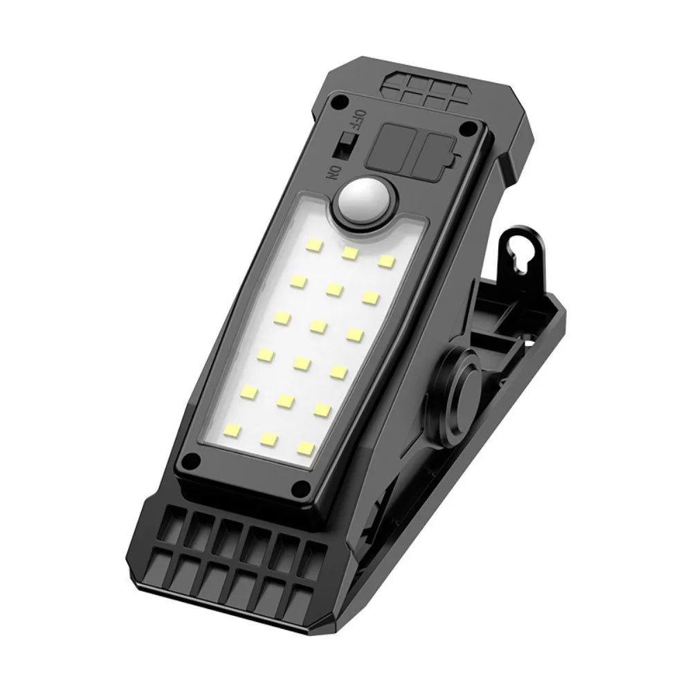 lampe solaire noire moderne pinces universelles led blanches induction corporelle modes autochargeable extérieure robuste
