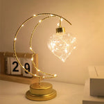 lampe table or lune cœur étoile transparentes LED bohème chambre