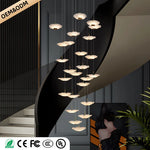 Suspension lumineuse contemporaine 15 lumières blanc doré D60 4000k 3000k 6000k