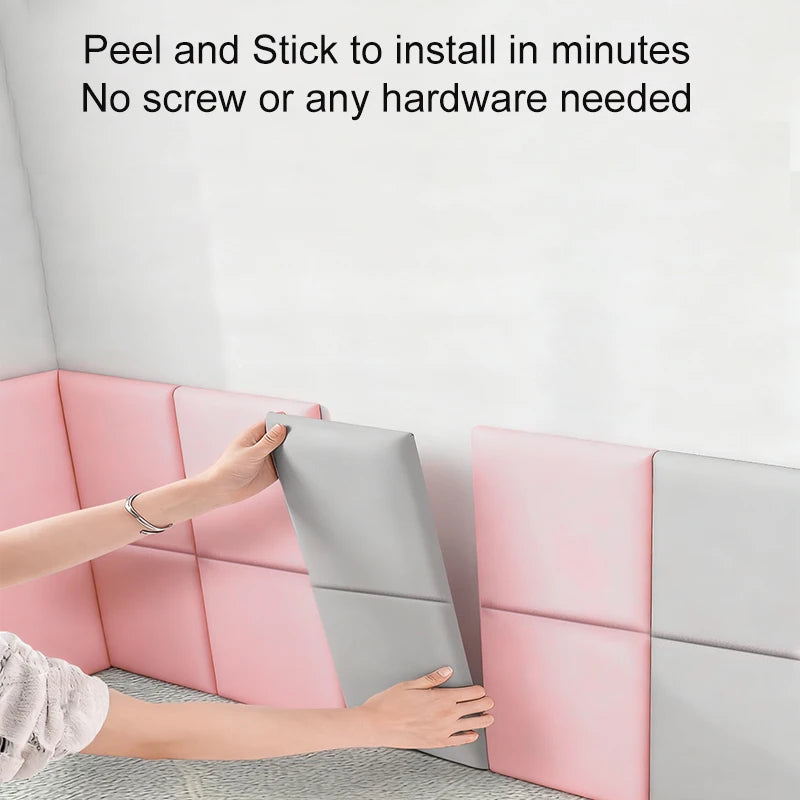 panneaux protection murale adhésifs anti choc modernes bleu clair gris rose pâle vert texture