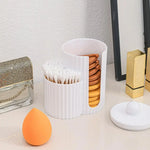 boîte rangement coton tiges tampons blanc rayures moderne minimaliste
