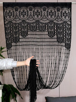 rideau noir dentelle motifs géométriques classique opaque porte vintage