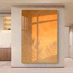 tableau moderne toile feuilles palmier orange beige sans cadre impression abstraite décoration salon chambre