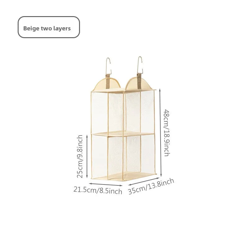 organisateur suspendu étagère armoire maille fine moderne réutilisable chambre beige clair opacité crochets multifonctionnel