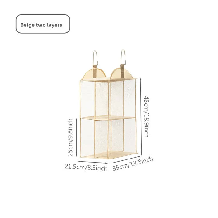organisateur suspendu étagère armoire maille fine moderne réutilisable chambre beige clair opacité crochets multifonctionnel
