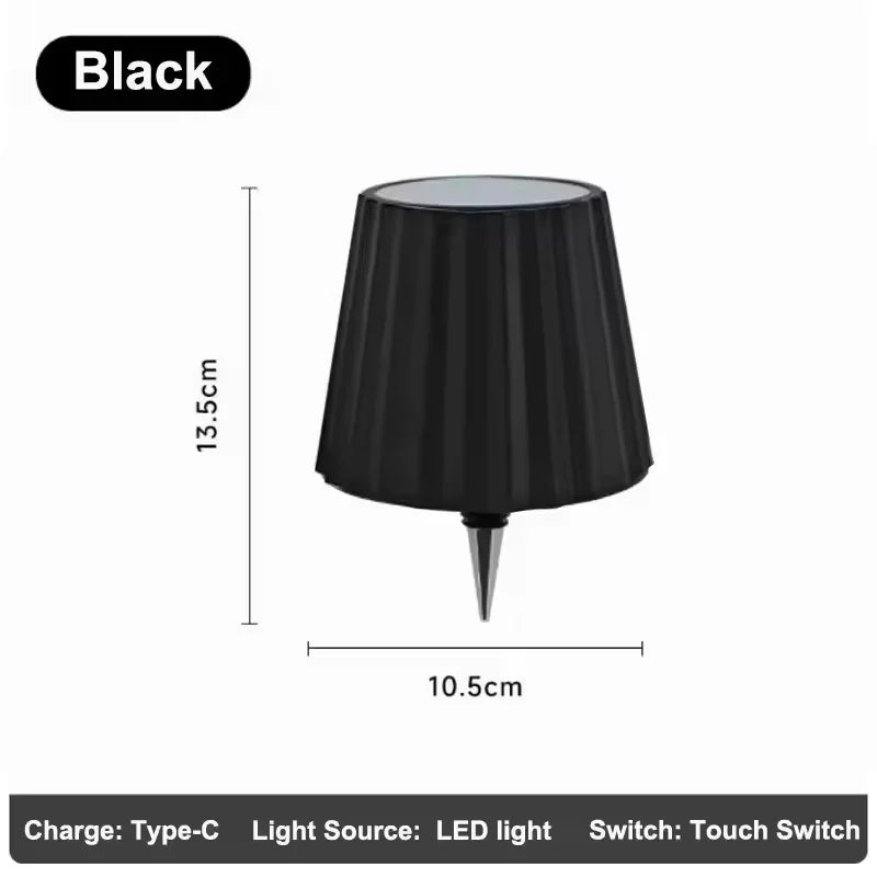 lampe table led rechargeable usb 2000mAh variateur tactile intensité variable lumière nuit RGB noir