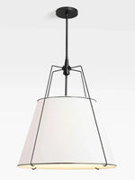 Suspension lumineuse moderne conique blanche dorée haut bas tissu opaque e27