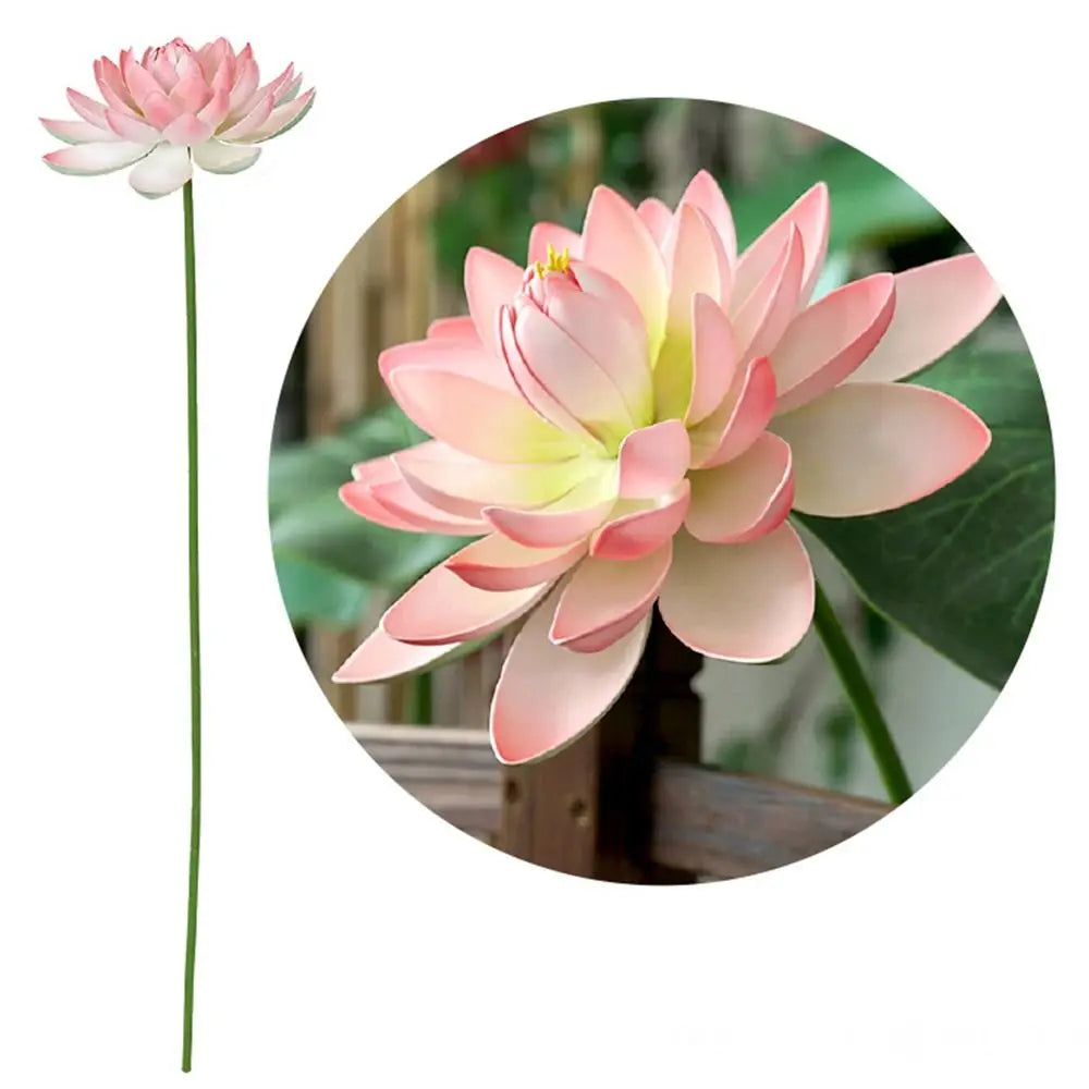 fleur artificielle lotus tige longue décoration intérieure vert rose blanc naturel détaillé Pods Feuilles