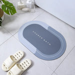 tapis bain moderne ovale motifs pas couleurs bleu marine gris clair rose violet texture