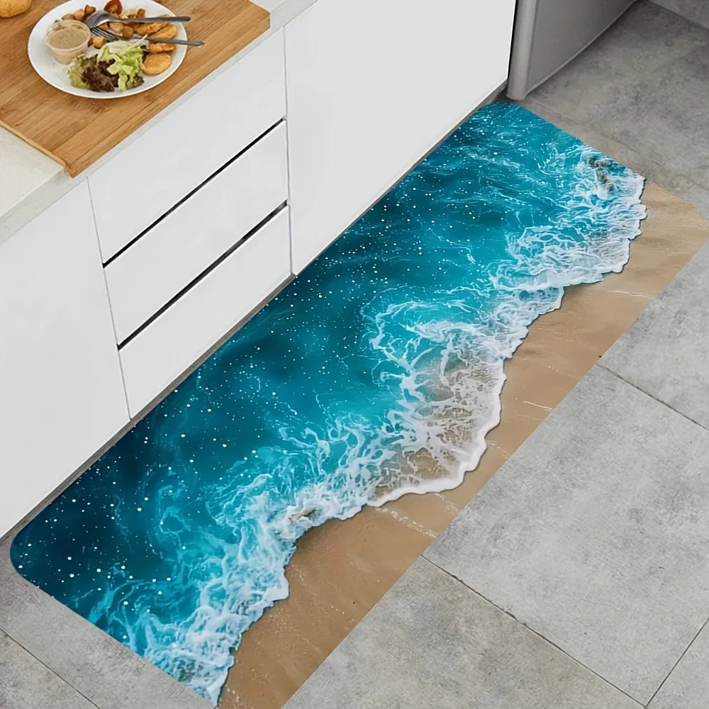 tapis moderne bleu beige sable antidérapant extérieur salon chambre coucher 50x80cm