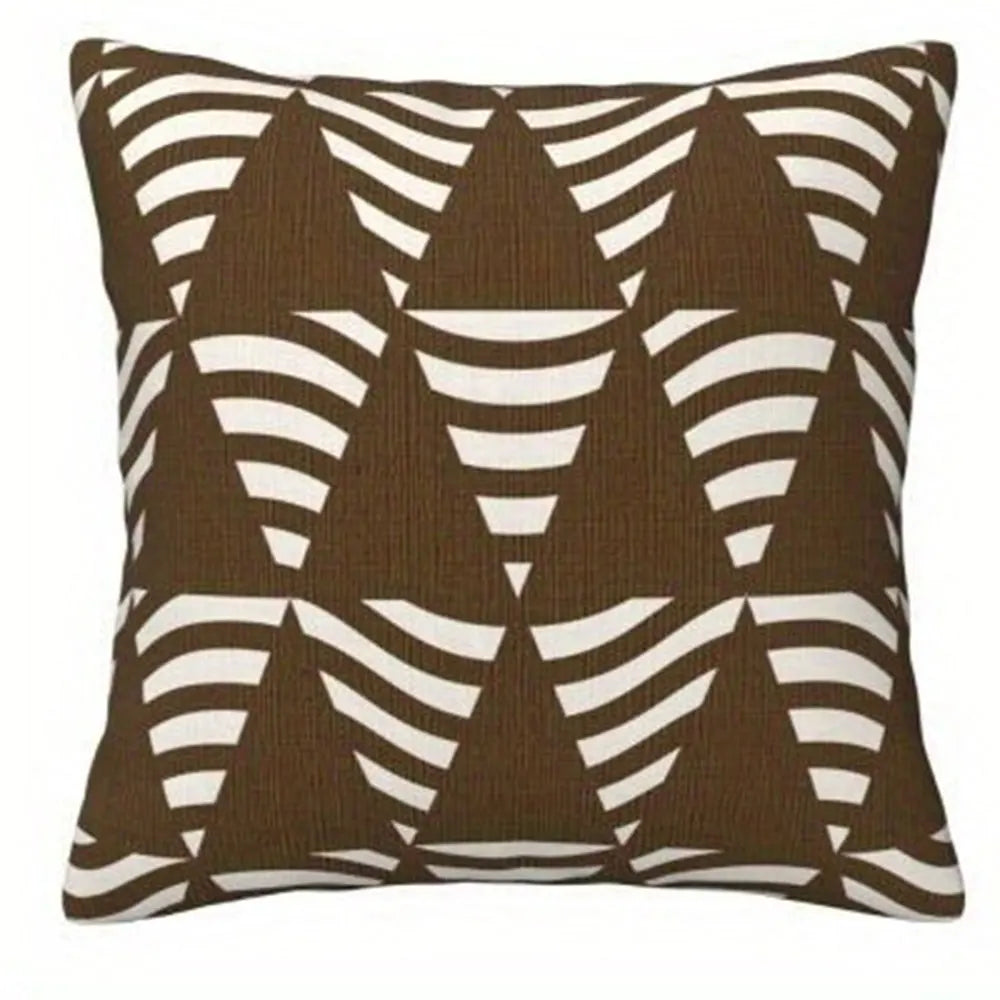 housse coussin polyester motif géométrique moderne marron blanc salon chambre voiture