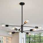 lustre moderne 10 ampoules doré noir chrome sphères blanches structure métallique scandinave