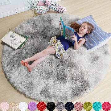 tapis rond peluche multicolore doux chambre enfant décor moderne moelleux pastel sol
