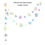guirlande décorative multicolore stars lunes cercles effet holographique iridescent enfantin cosmique festif