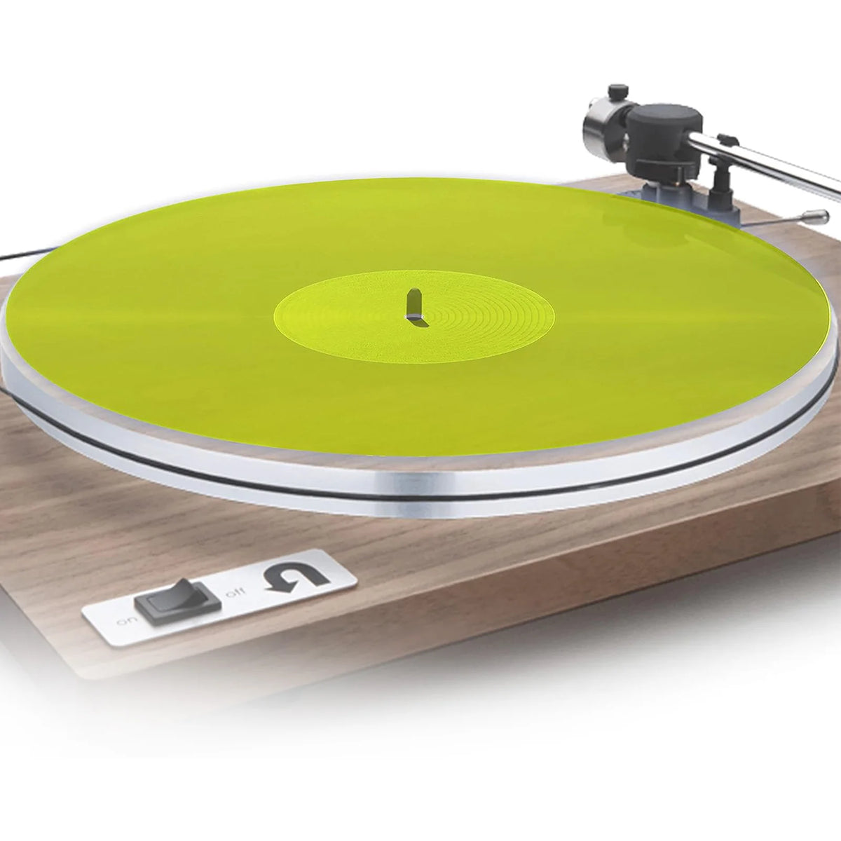 tapis plateau vinyle transparent jaune vert slipmat moderne 300mm diamètre 3mm épaissez