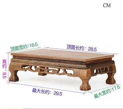 support décoratif bois sculpté motifs floraux marron foncé artisanal traditionnel