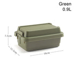 boîtes rangement camping réutilisables plastique noir vert beige poignées couvercles pratiques robustes