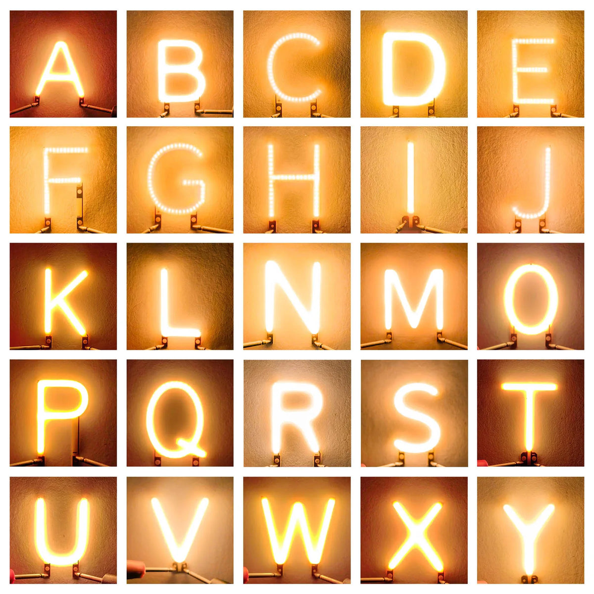 lettres lumineuses orange modernes minimalistes décoration noël fêtes 2200k LED warm white