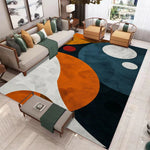 tapis abstrait géométrique moderne orange rouge noir gris vert contemporain minimaliste salon chambre