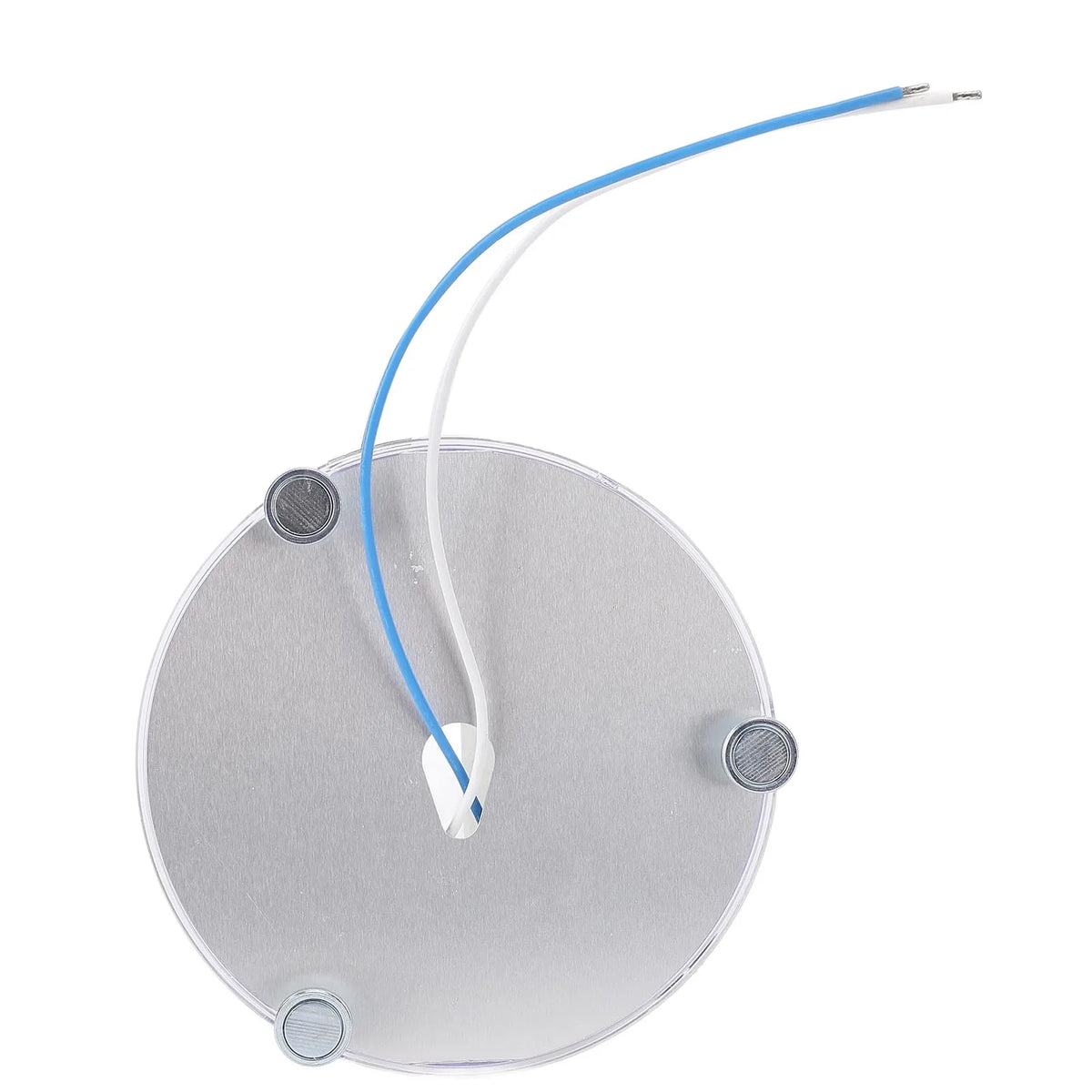 module led circulaire jaune support transparent industriel câbles bleus blancs trois points fixation métalliques