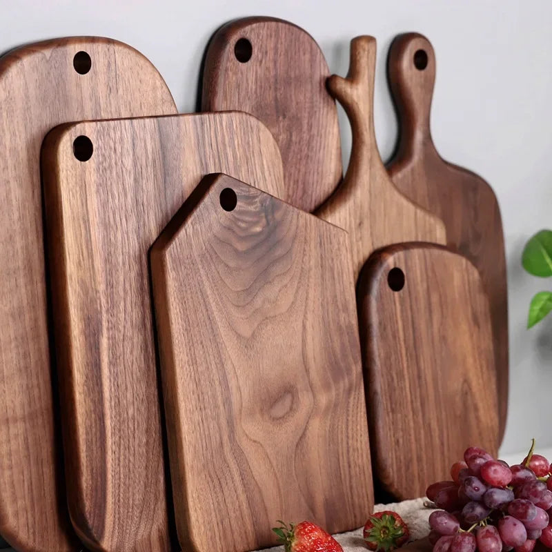 planche découper bois chêne moderne poignée annulaire sushi assiettes minimaliste