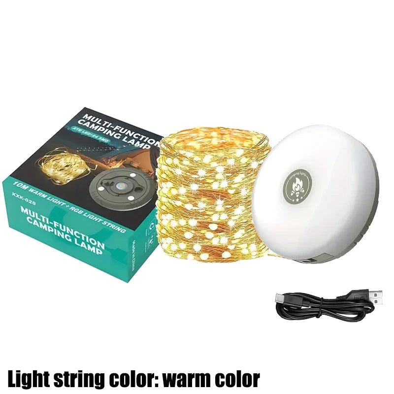 lampe camping led 10m étanche recyclable blanc noir moderne pratique télécommande usb