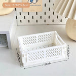 caisse rangement pliable moderne ventilée clips latéraux beige vert rose jaune violet opacité