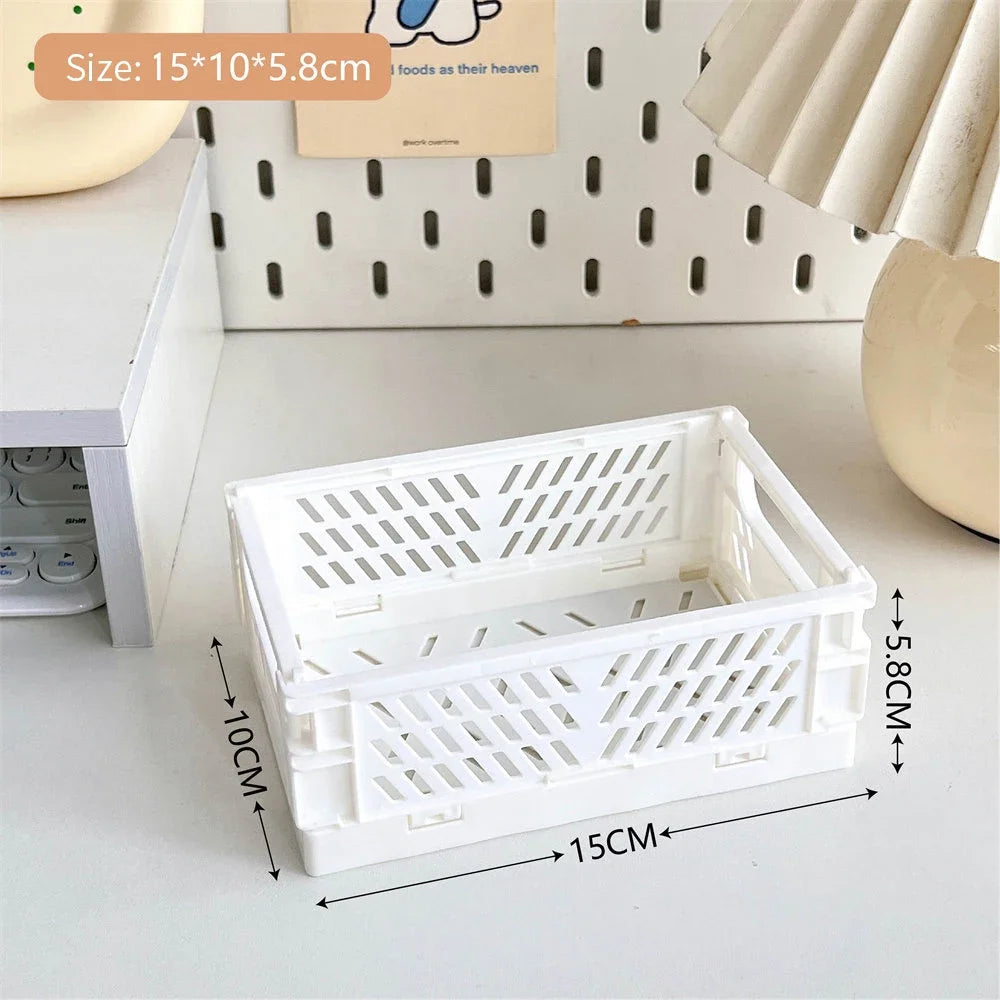 caisse rangement pliable moderne ventilée clips latéraux beige vert rose jaune violet opacité